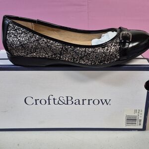 Croft & Barrow 8 Gold And Black Flats - New